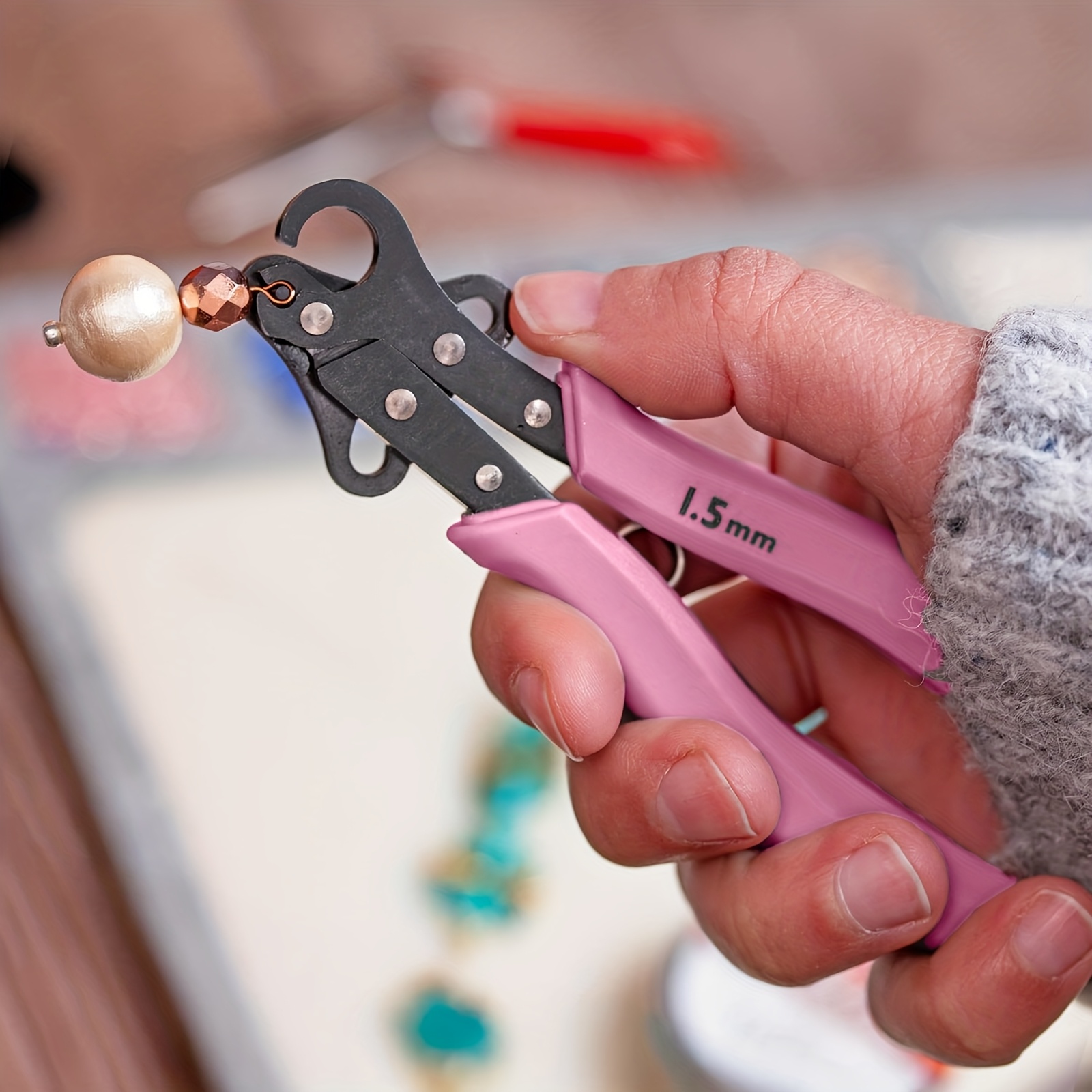 Jewelry Making Loop Pliers - 1 Pack Pink Metal Wire Looping
