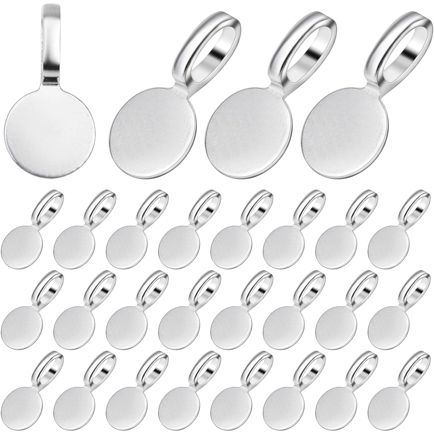 Jewelry Making Glue - 100pcs Silver Glue-on Flat Pad Bails