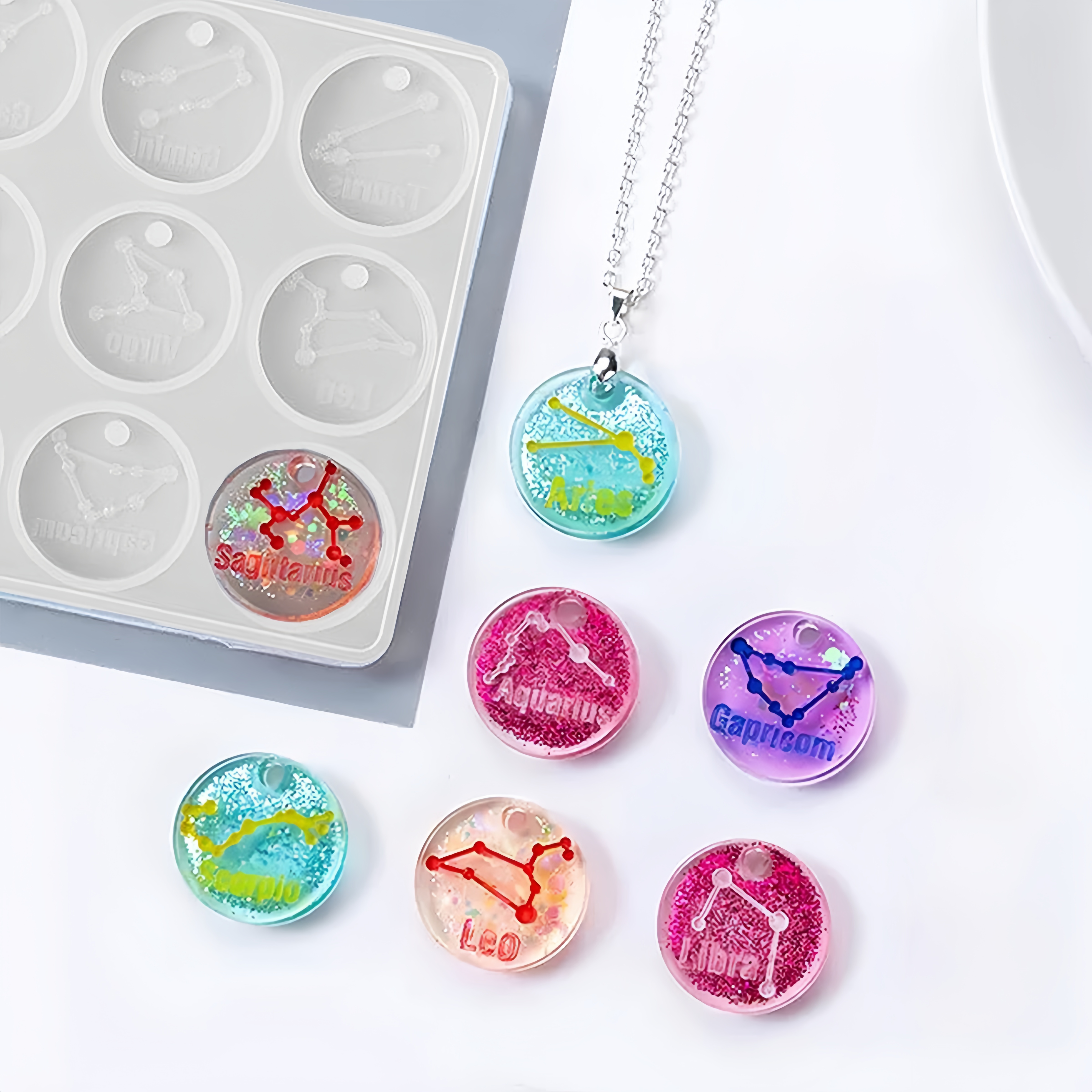 Jewelry Making Glue - 12 Holes Constellation Pendant Mold DIY