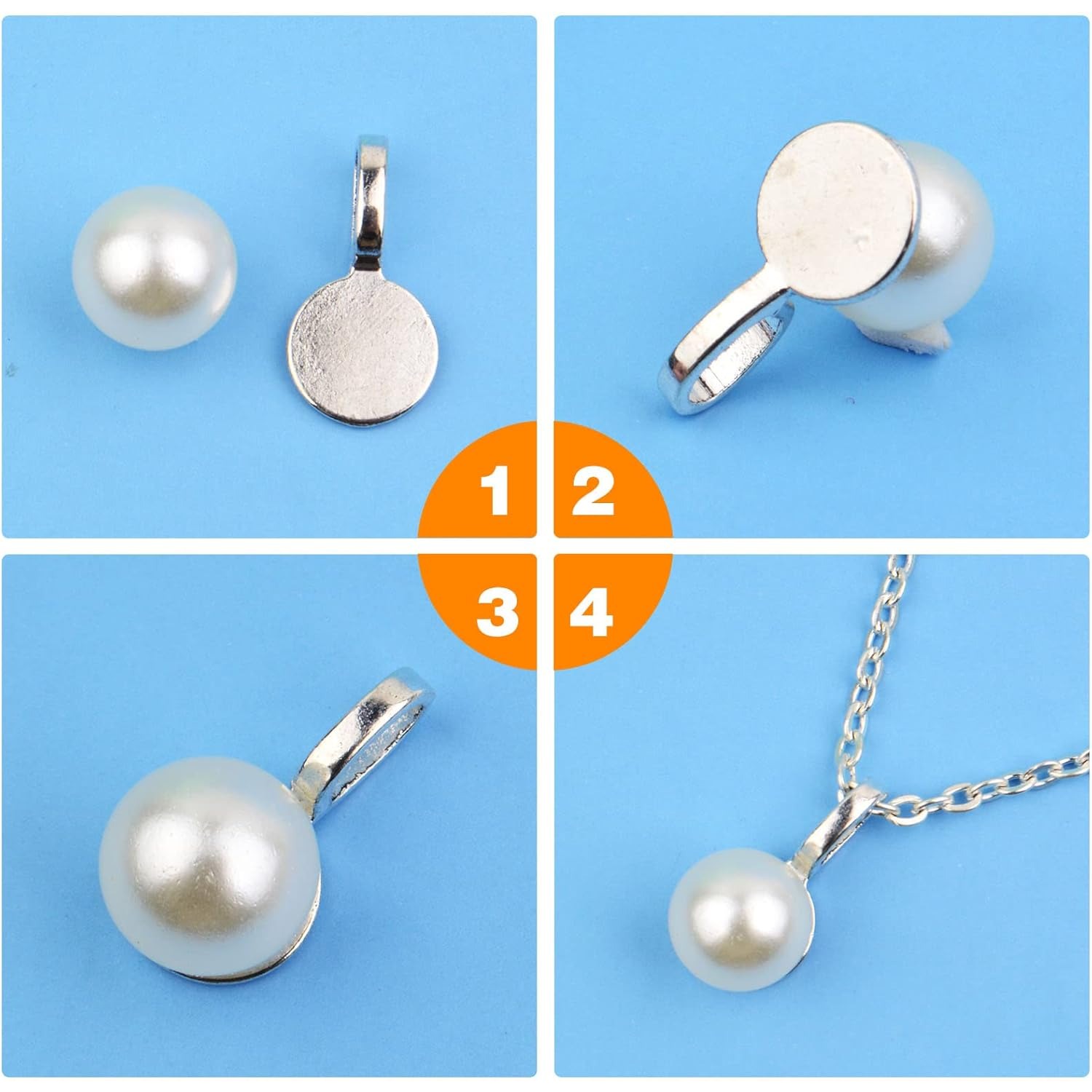 100pcs Silver Glue-on Flat Pad - огляд і ціна Jewelry Making Glue